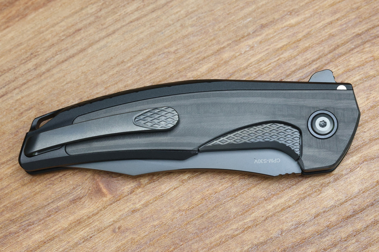 REATE KNIVES JACK JR. BLACK ALUMINUM INTEGRAL HANDLE W/ CARBON FIBER INLAY & DLC S30V