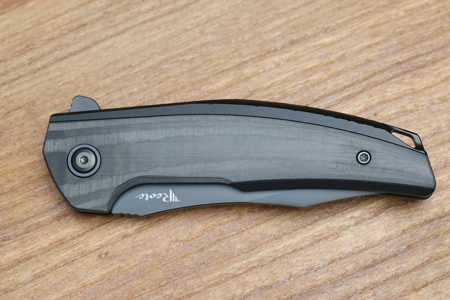 REATE KNIVES JACK JR. BLACK ALUMINUM INTEGRAL HANDLE W/ CARBON FIBER INLAY & DLC S30V