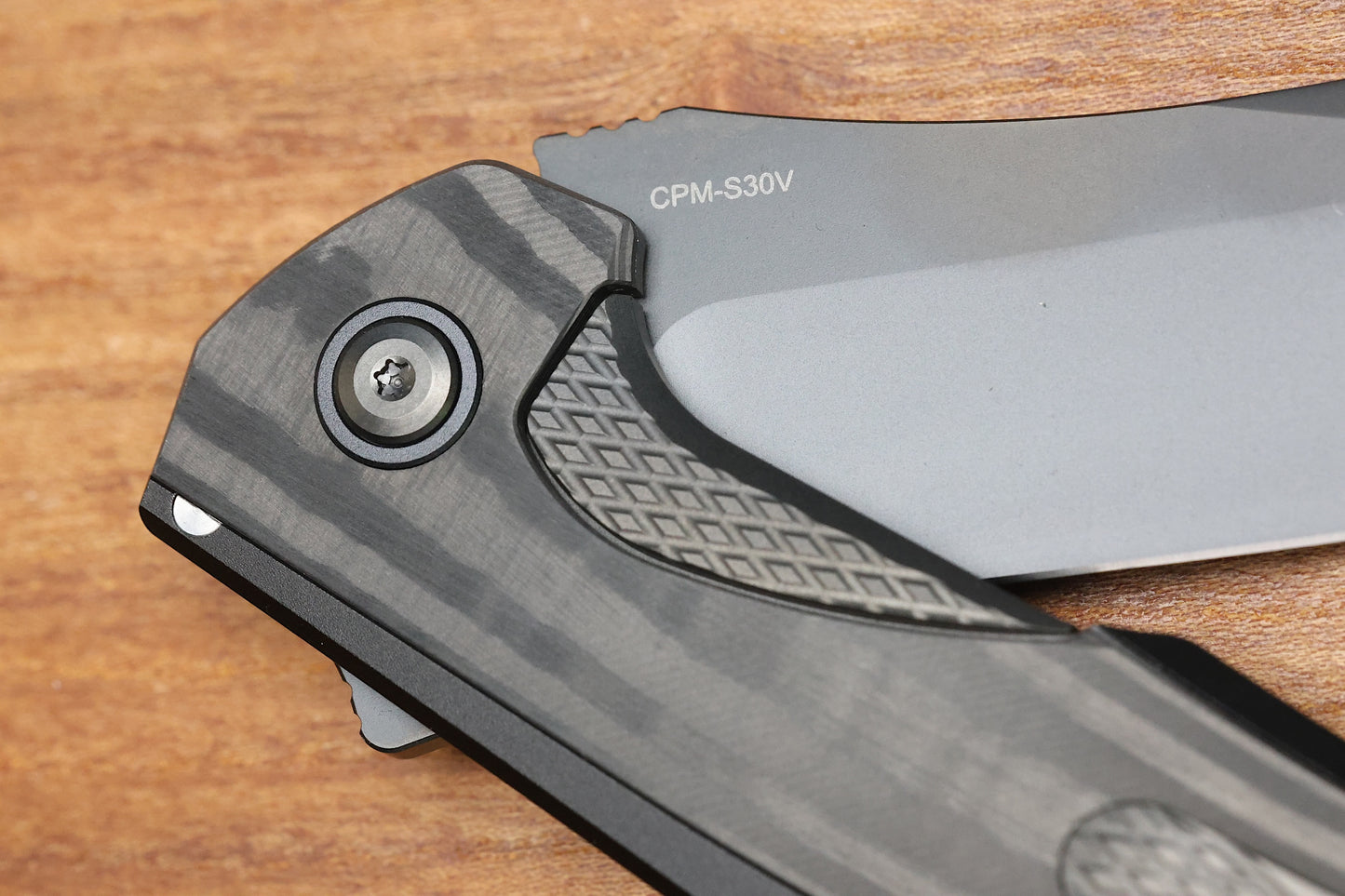 REATE KNIVES JACK JR. BLACK ALUMINUM INTEGRAL HANDLE W/ CARBON FIBER INLAY & DLC S30V