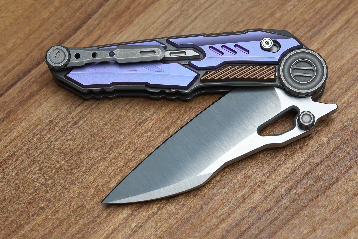 NOC KNIVES MTSS - STONEWASH/PURPLE/BRONZE ANODIZED TITANIUM HANDLE - VANAX BLADE