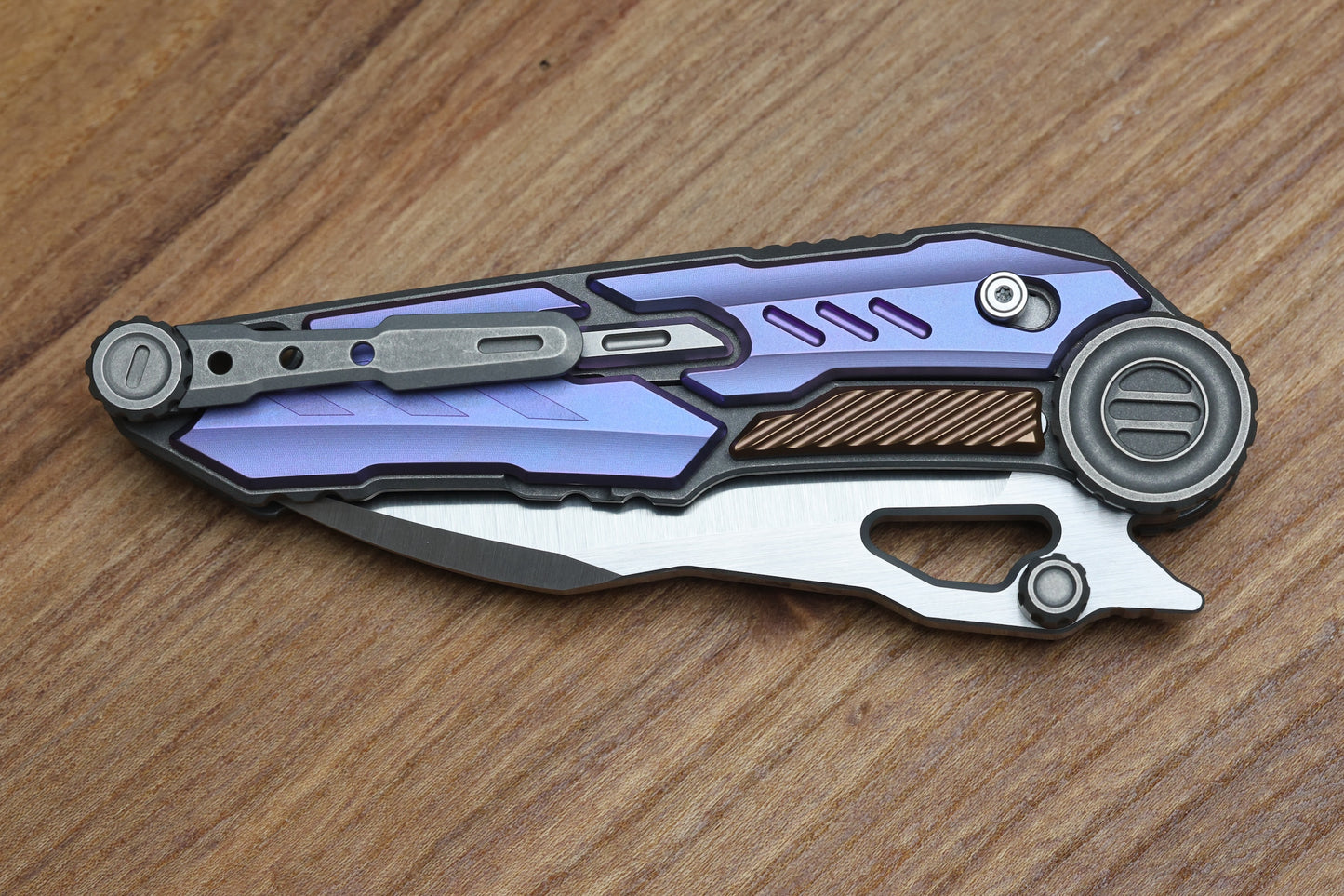 NOC KNIVES MTSS - STONEWASH/PURPLE/BRONZE ANODIZED TITANIUM HANDLE - VANAX BLADE