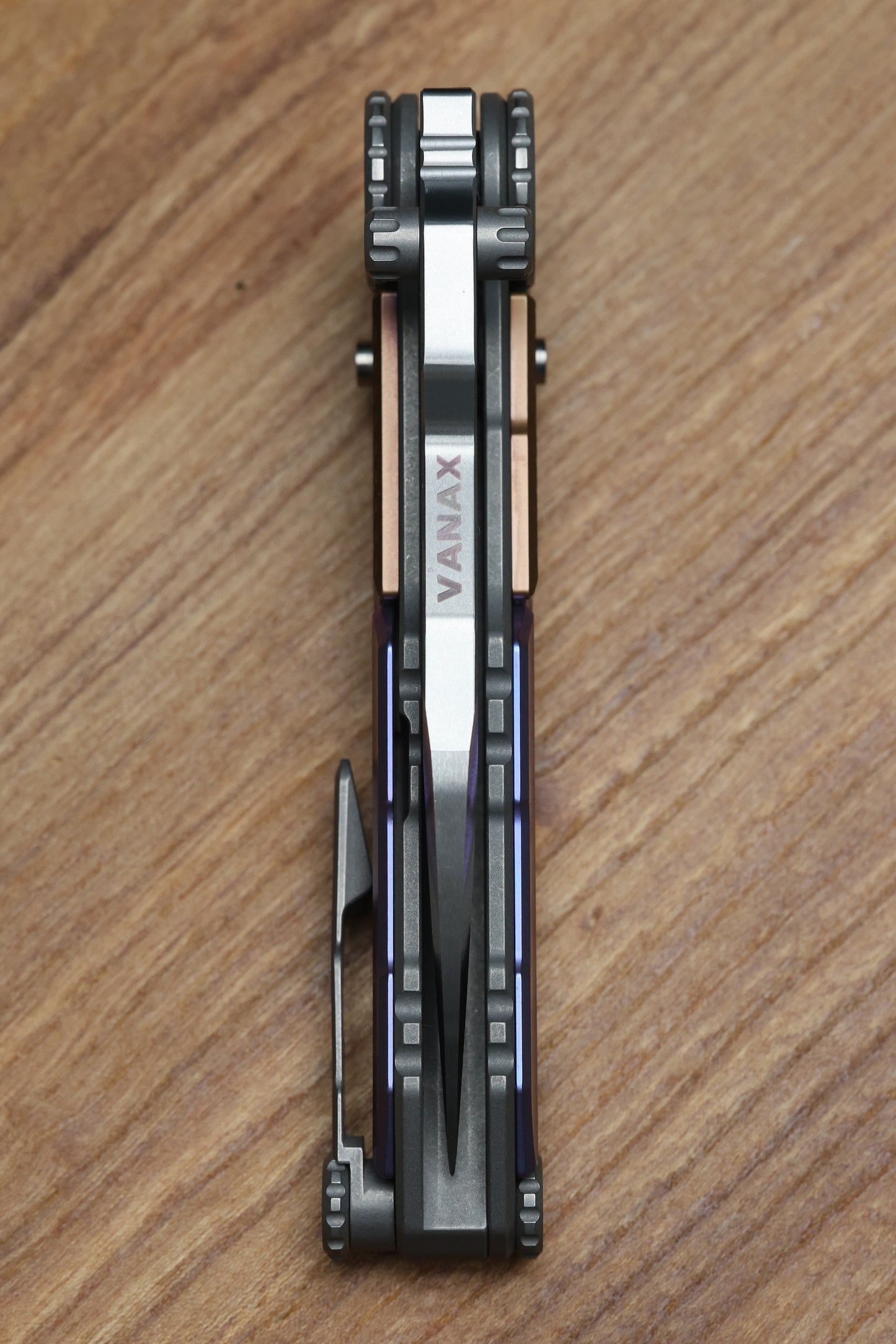 NOC KNIVES MTSS - STONEWASH/PURPLE/BRONZE ANODIZED TITANIUM HANDLE - VANAX BLADE