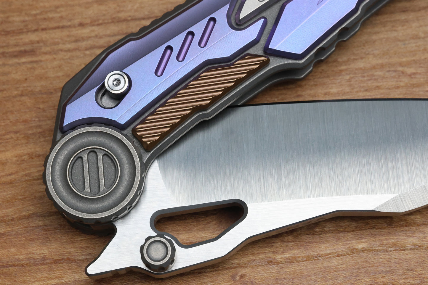 NOC KNIVES MTSS - STONEWASH/PURPLE/BRONZE ANODIZED TITANIUM HANDLE - VANAX BLADE