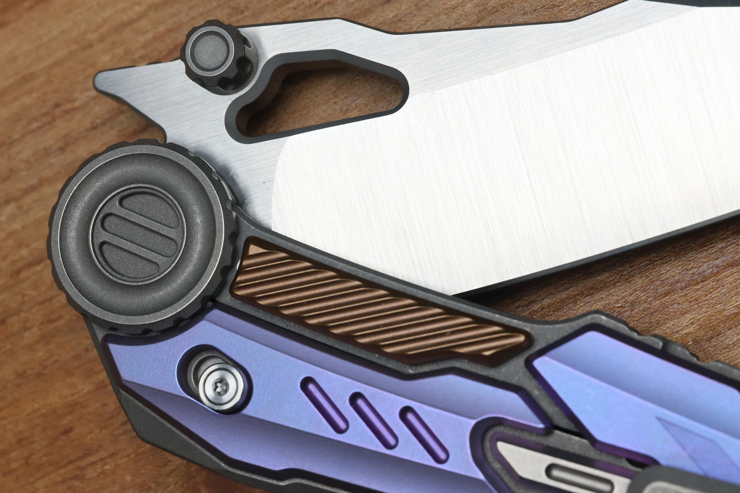 NOC KNIVES MTSS - STONEWASH/PURPLE/BRONZE ANODIZED TITANIUM HANDLE - VANAX BLADE