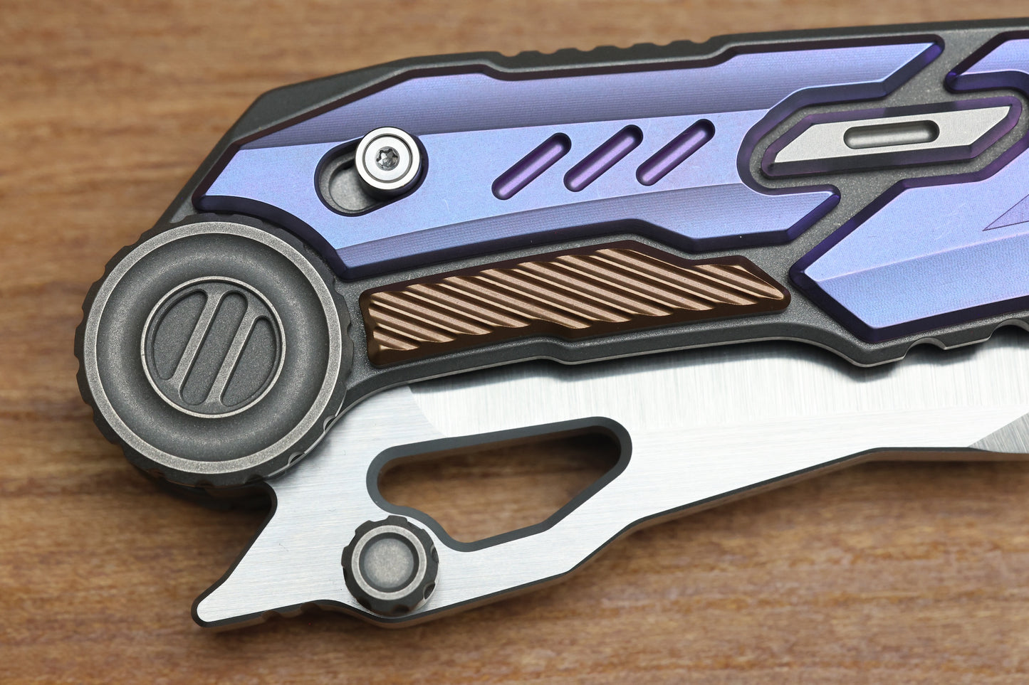 NOC KNIVES MTSS - STONEWASH/PURPLE/BRONZE ANODIZED TITANIUM HANDLE - VANAX BLADE