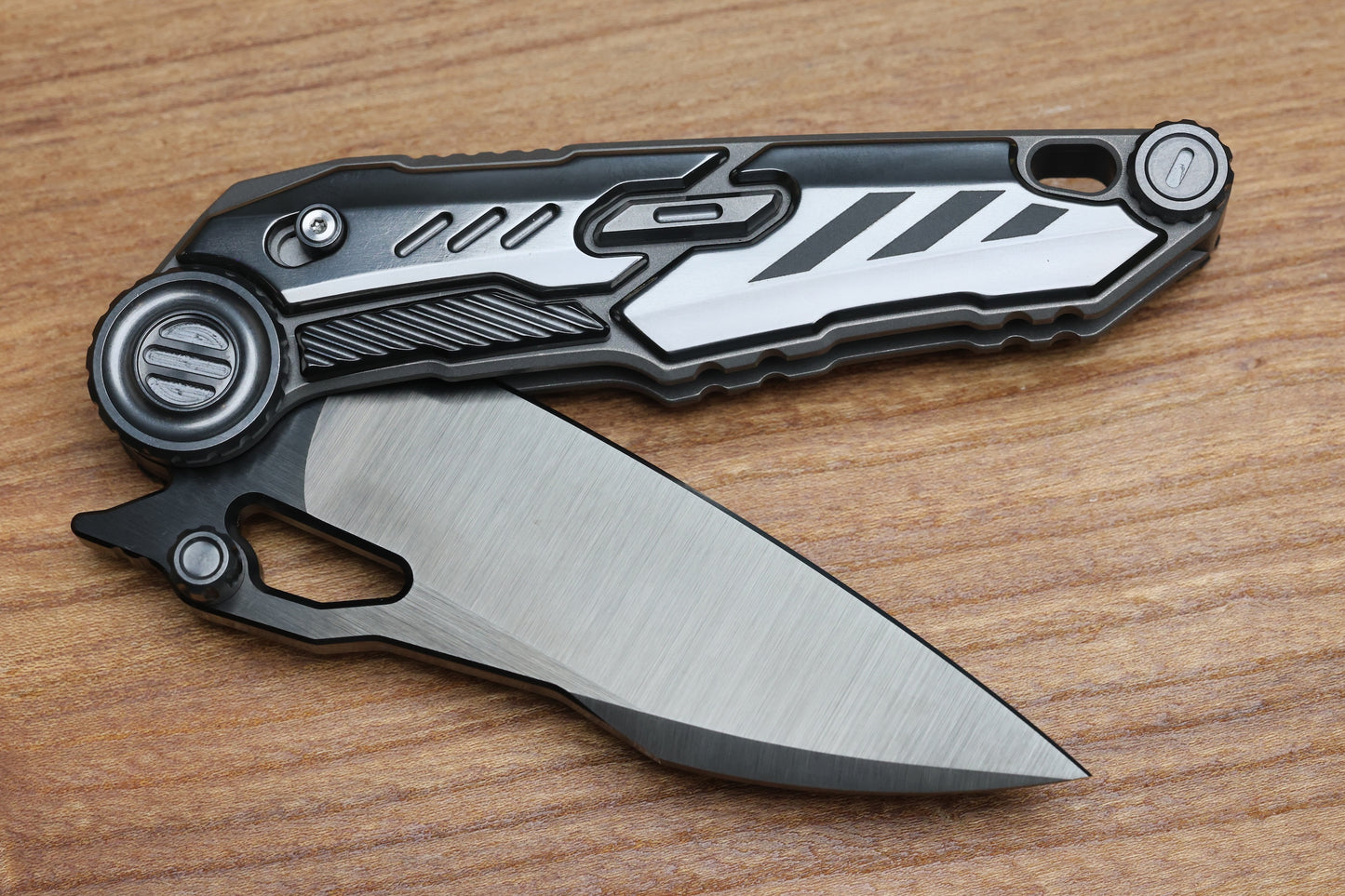 NOC KNIVES MTSS - STONEWASH TITANIUM/ZIRCONIUM HANDLE - BLACK M390 BLADE