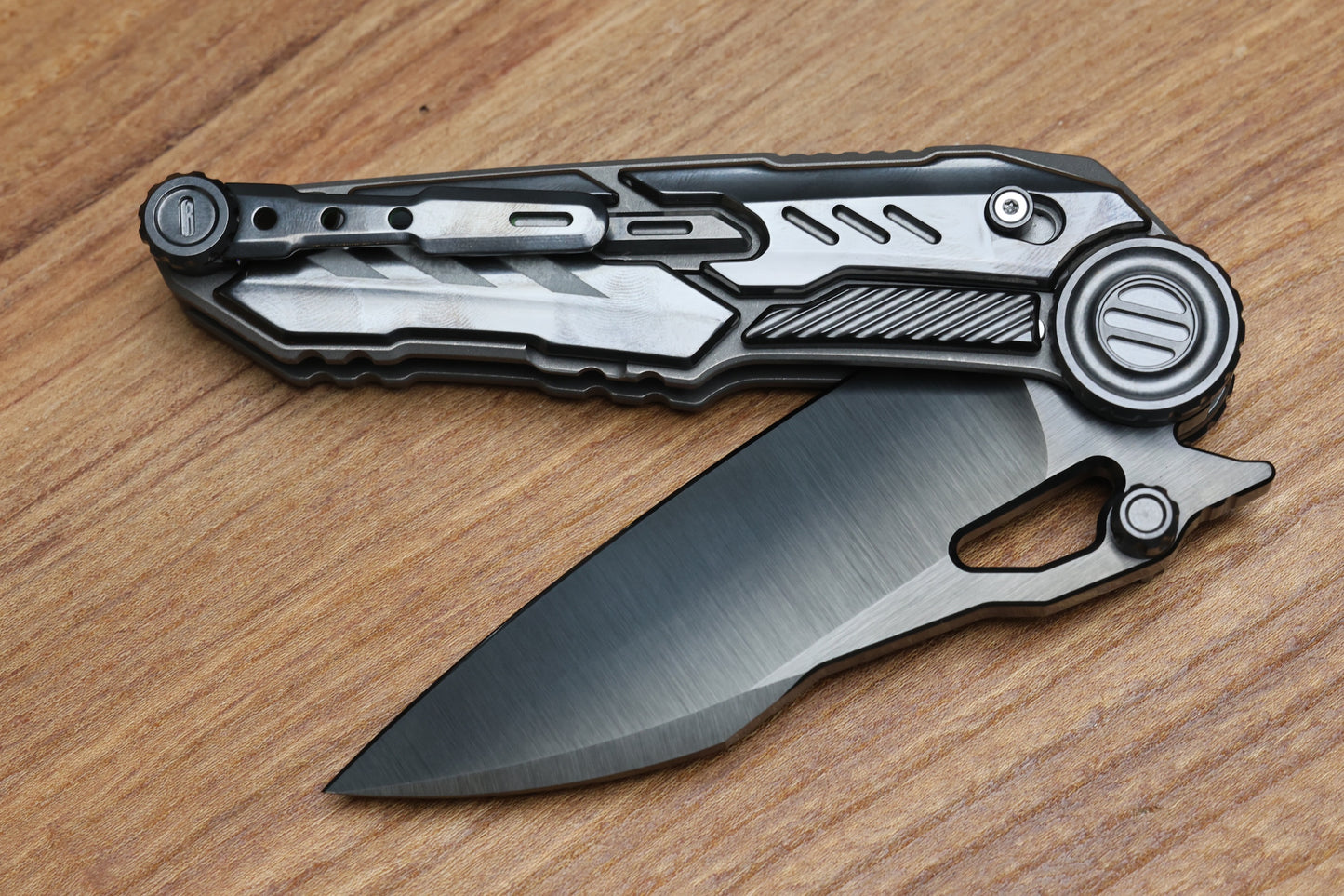 NOC KNIVES MTSS - STONEWASH TITANIUM/ZIRCONIUM HANDLE - BLACK M390 BLADE