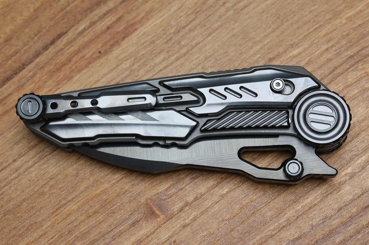 NOC KNIVES MTSS - STONEWASH TITANIUM/ZIRCONIUM HANDLE - BLACK M390 BLADE