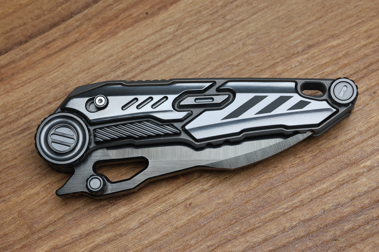 NOC KNIVES MTSS - STONEWASH TITANIUM/ZIRCONIUM HANDLE - BLACK M390 BLADE