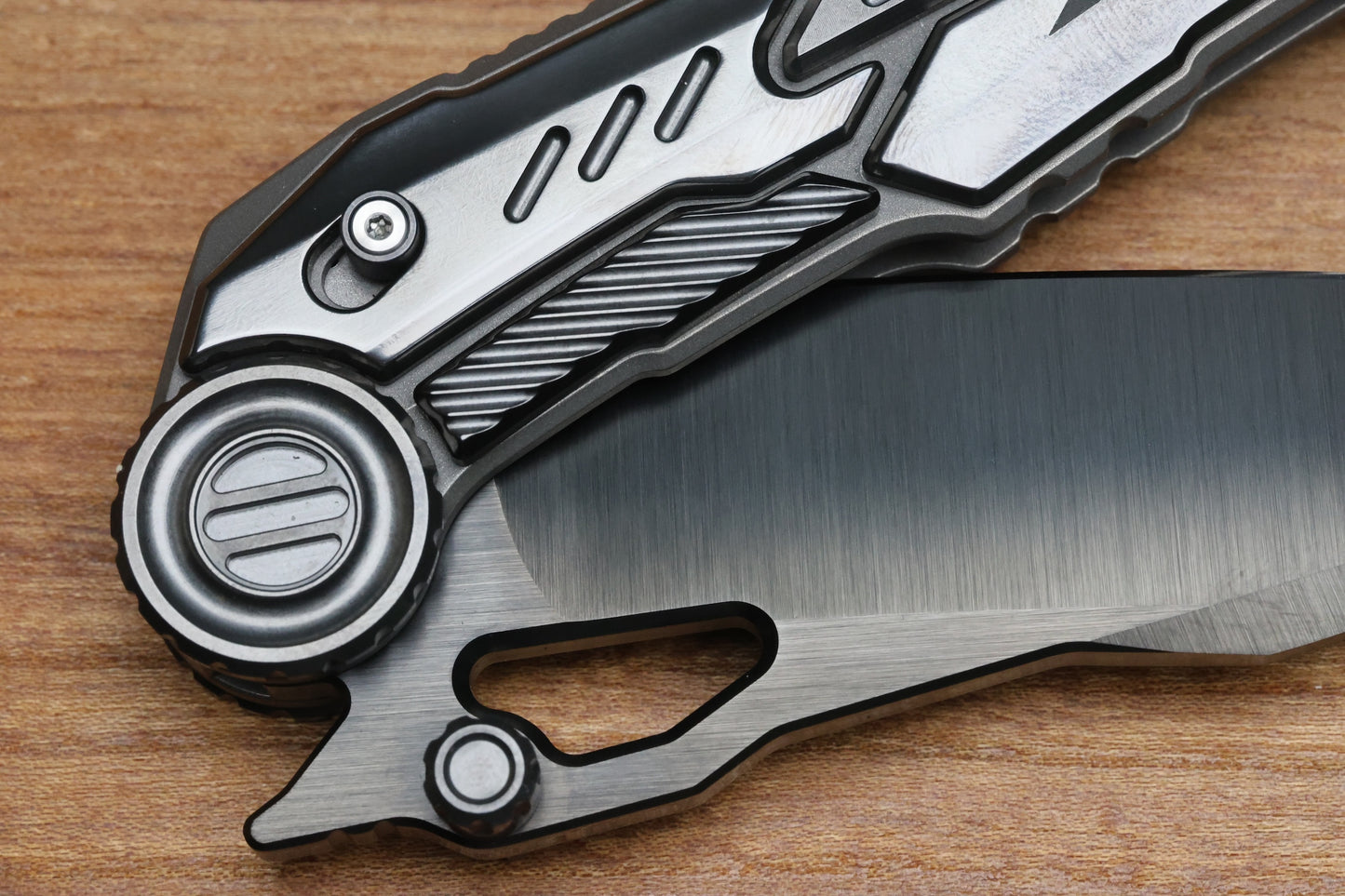 NOC KNIVES MTSS - STONEWASH TITANIUM/ZIRCONIUM HANDLE - BLACK M390 BLADE