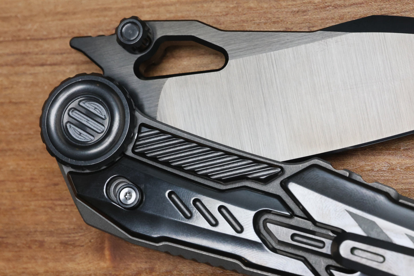 NOC KNIVES MTSS - STONEWASH TITANIUM/ZIRCONIUM HANDLE - BLACK M390 BLADE