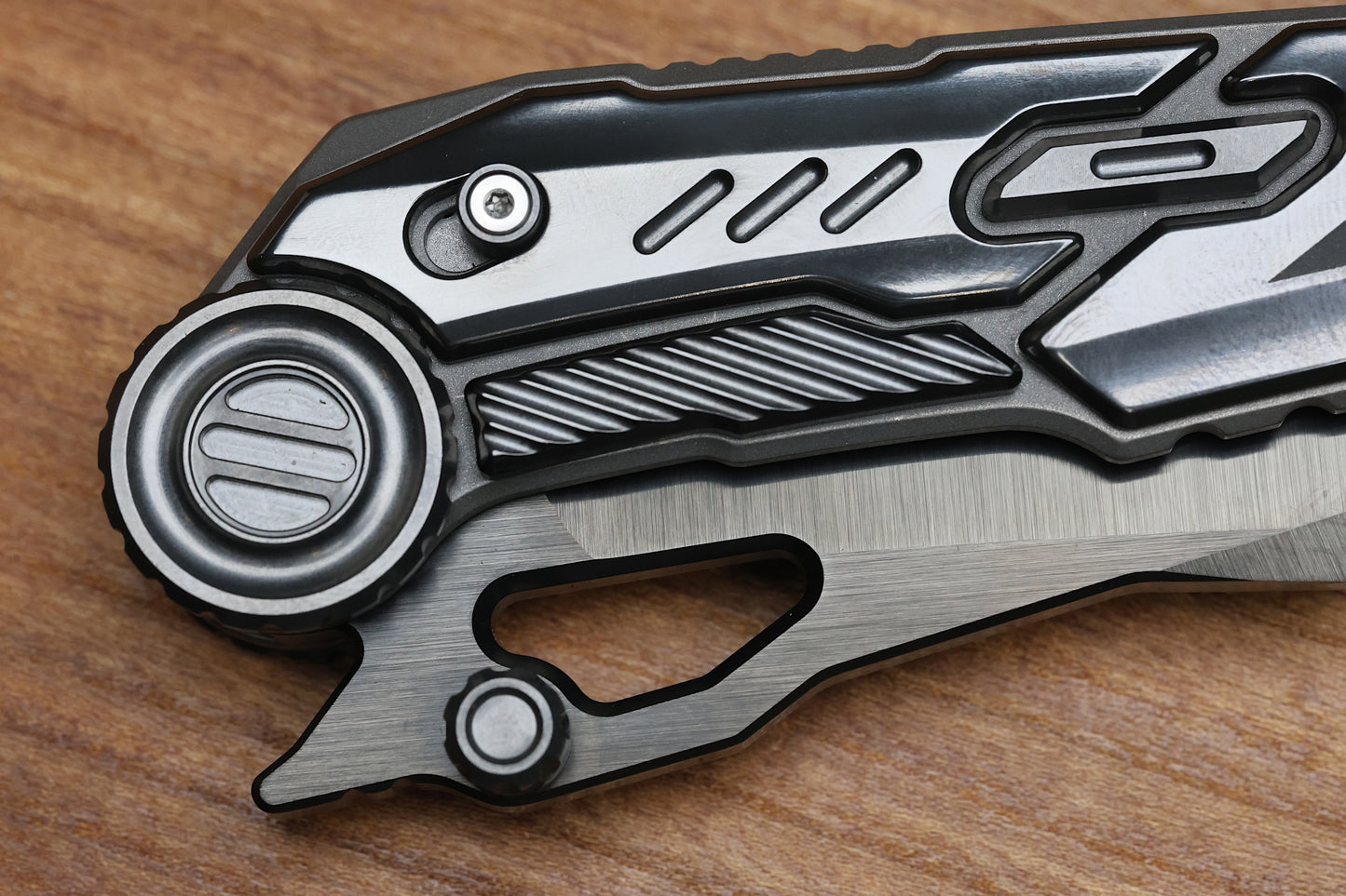 NOC KNIVES MTSS - STONEWASH TITANIUM/ZIRCONIUM HANDLE - BLACK M390 BLADE