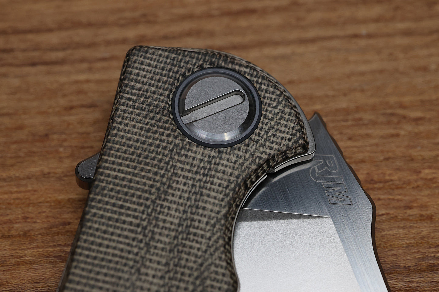 SHIROGOROV “LIMITED EDITION” RJ MARTIN DESIGN SOFT OVERKILL – M398 BLADE – GREEN CANVAS MICARTA HANDLE – RBS