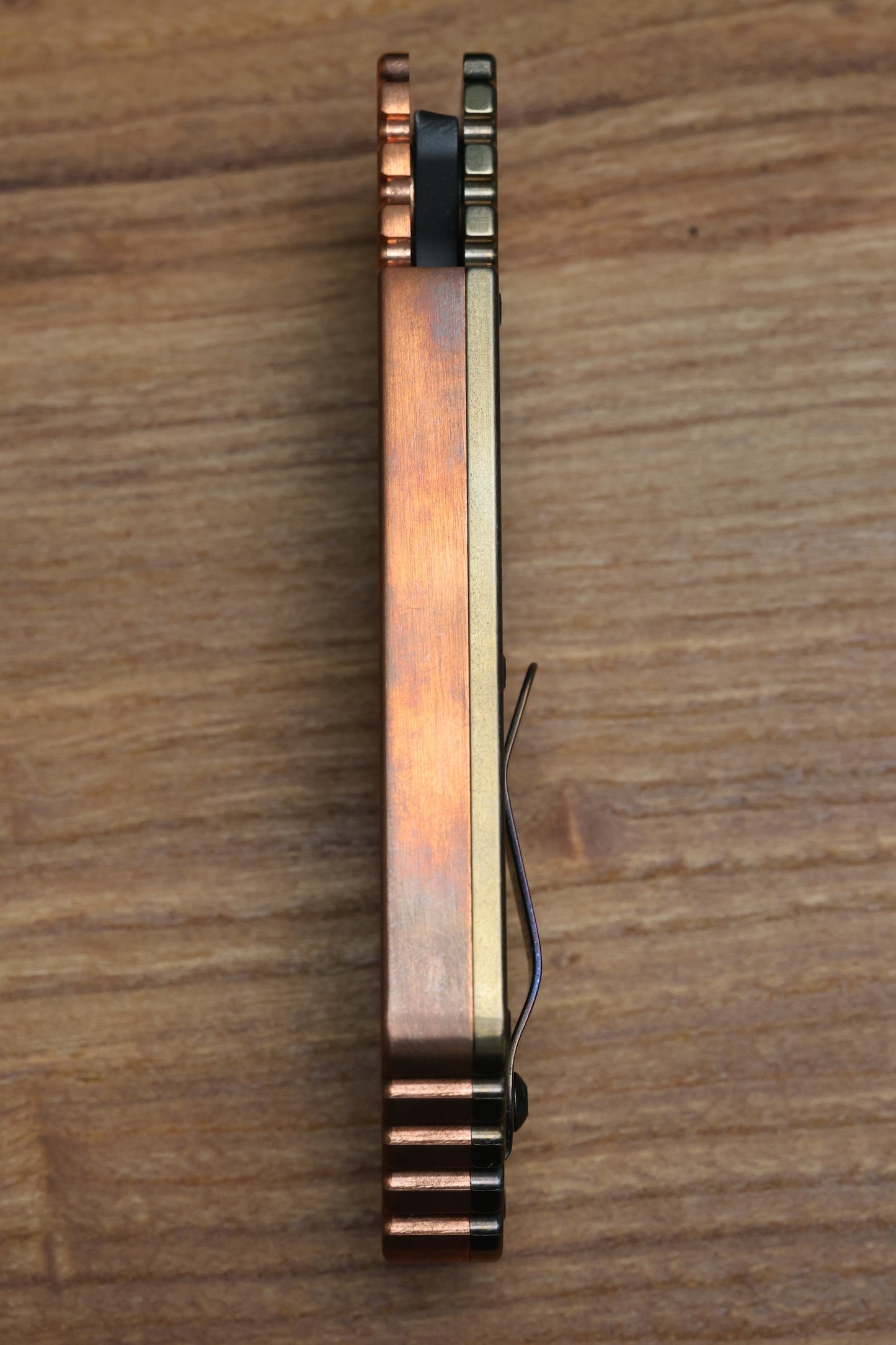 STRIDER KNIVES SMF BLACK PD#1 BLADE, COPPER TOP, HEAT TREATED TITANIUM FRAME