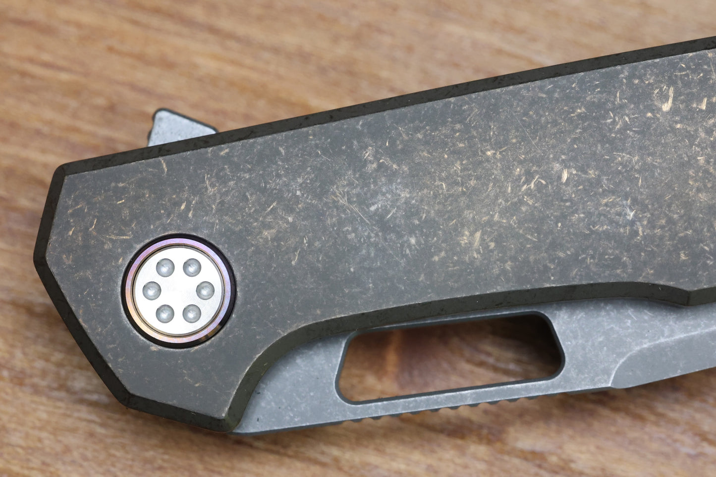 MECHFORCE KNIVES OESER NEBO V2 TUMBLED BRONZE TITANIUM HANDLES & ELMAX