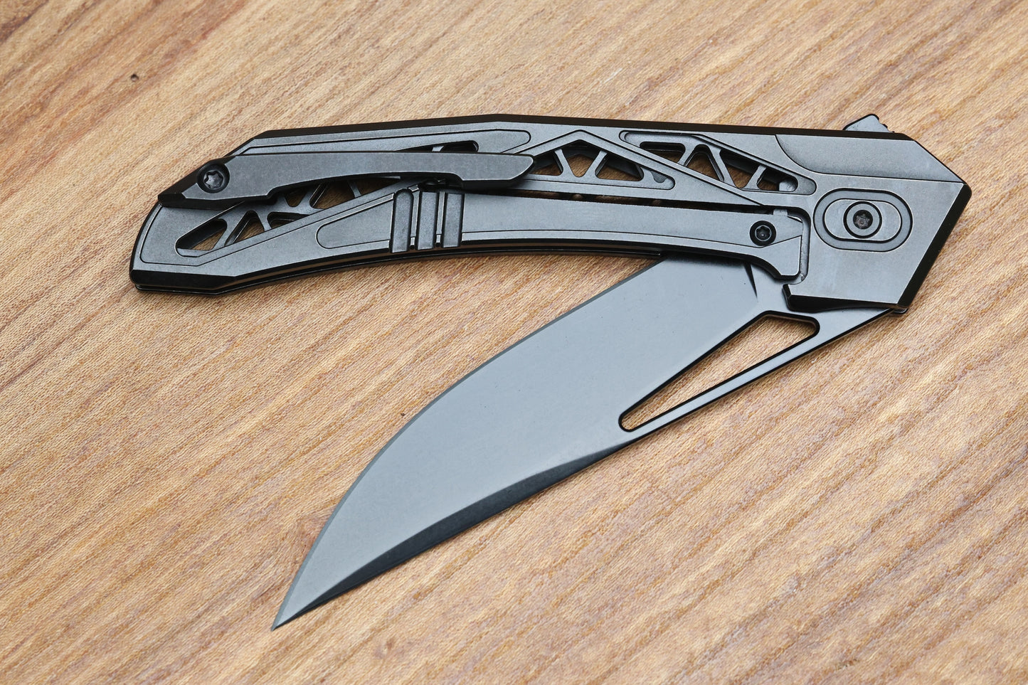 AVIAN KNIVES TOPAZA - LLK490-2 - BLACK PVD TITANIUM HANDLE - BLACK STONEWASHED MAGNACUT BLADE