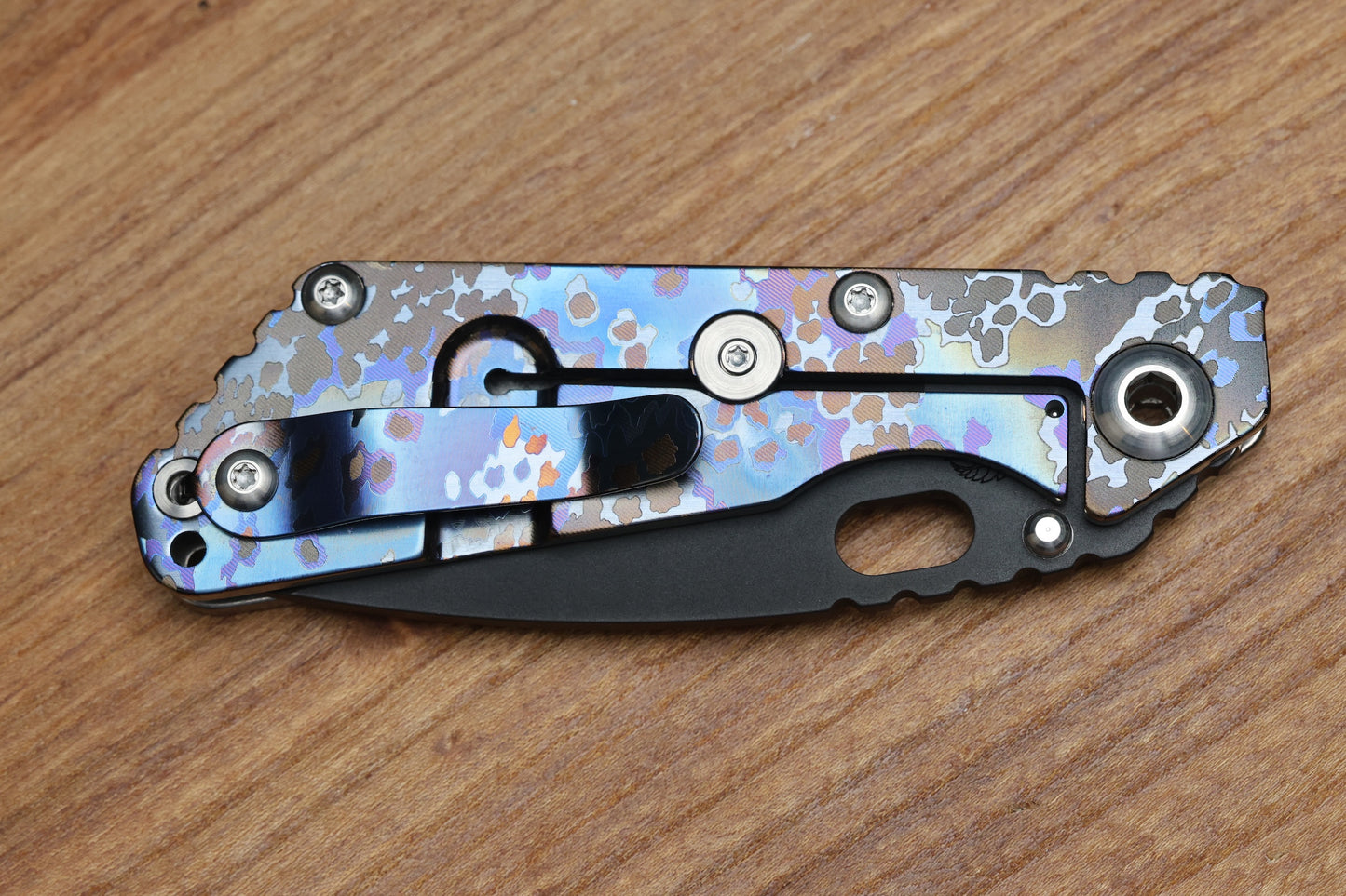 STRIDER KNIVES SNG PD#1 CLIP POINT BLADE, PARTIZAN CAMO TITANIUM HANDLE W/PARTIZAN CAMO CLIP