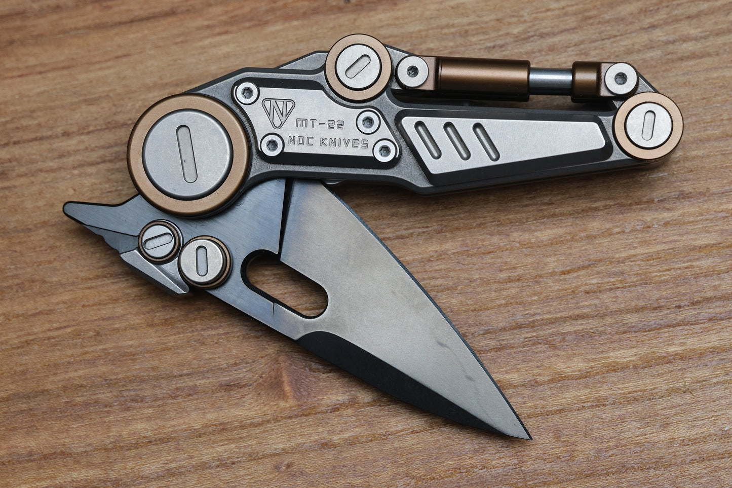 NOC KNIVES MT-22 MINI S-08 - STONEWASH/BRONZE ANODIZED TITANIUM HANDLE - BLACK M390 BLADE