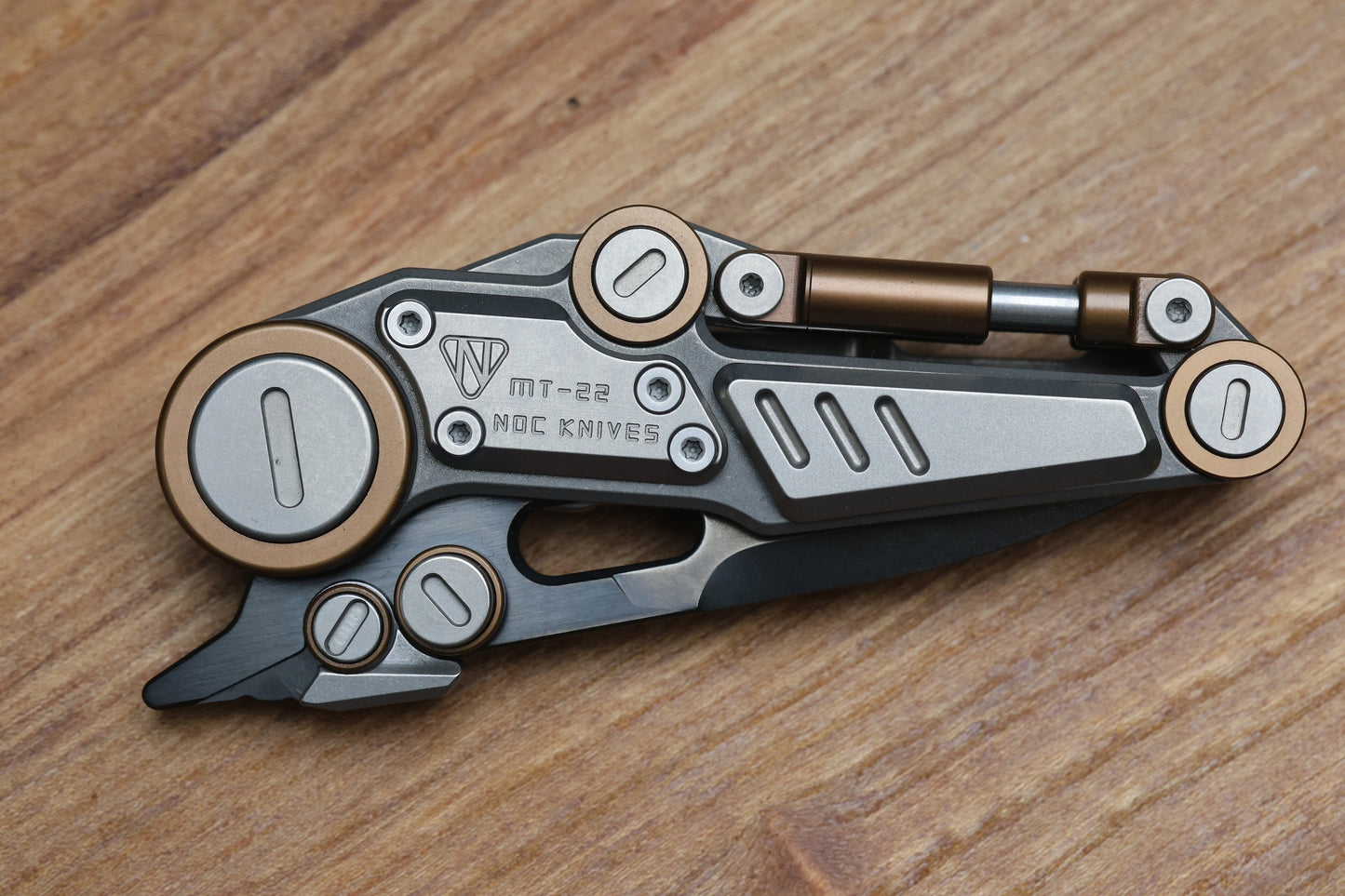NOC KNIVES MT-22 MINI S-08 - STONEWASH/BRONZE ANODIZED TITANIUM HANDLE - BLACK M390 BLADE