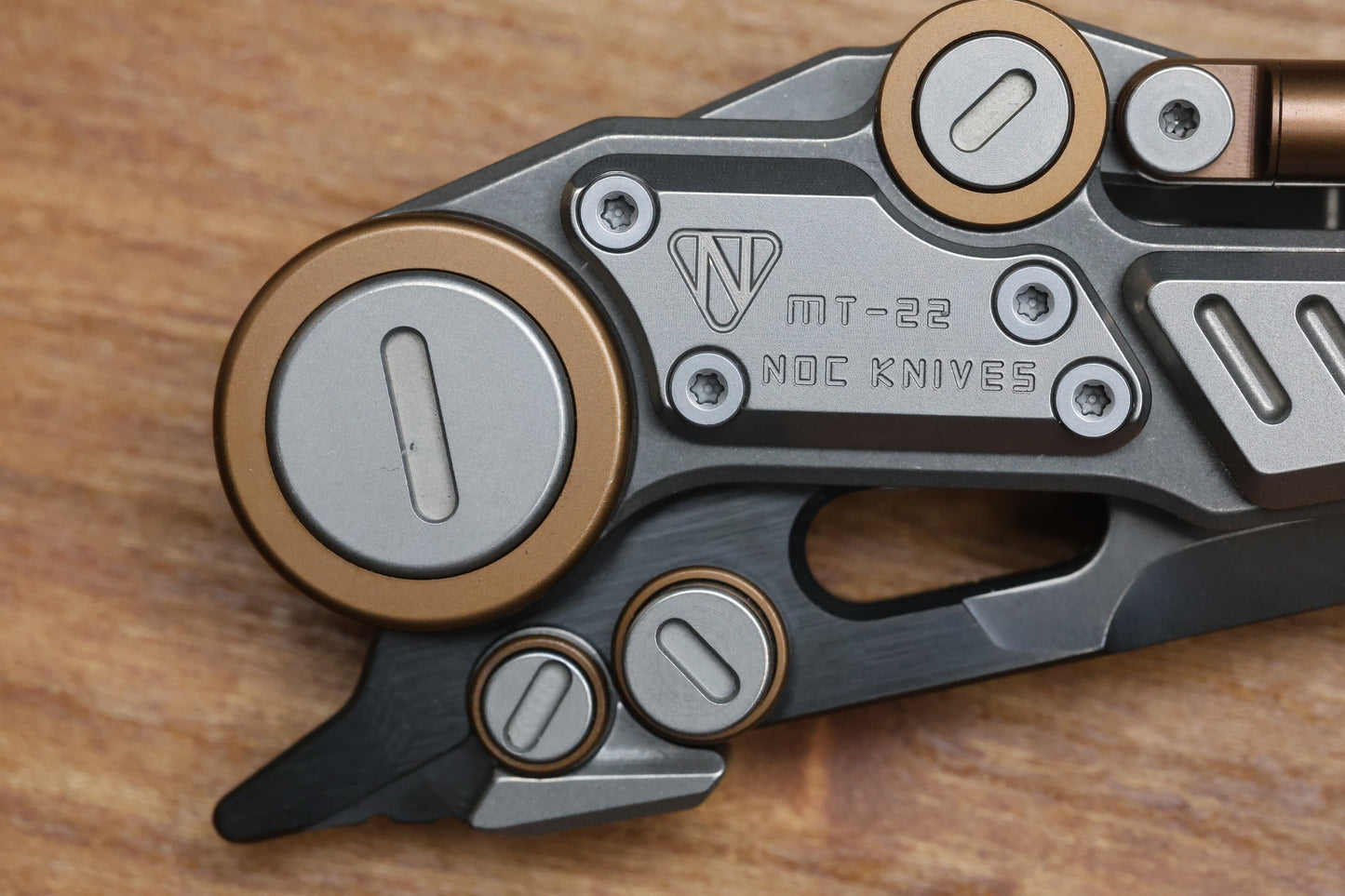 NOC KNIVES MT-22 MINI S-08 - STONEWASH/BRONZE ANODIZED TITANIUM HANDLE - BLACK M390 BLADE
