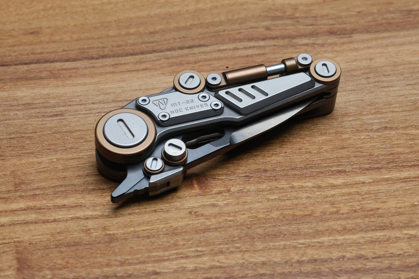 NOC KNIVES MT-22 MINI S-08 - STONEWASH/BRONZE ANODIZED TITANIUM HANDLE - BLACK M390 BLADE