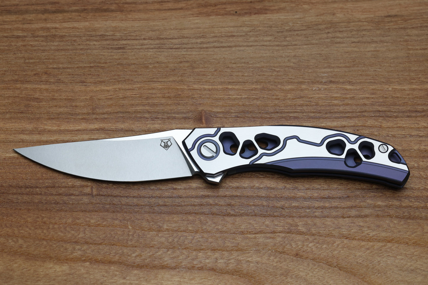 SHIROGOROV KNIVES / ALEXEY KONYGIN COLLABORATION QUANTUM “CYBONIC PLAGUE” – CROMAX PM BLADE - SATIN/PURPLE – MRBS