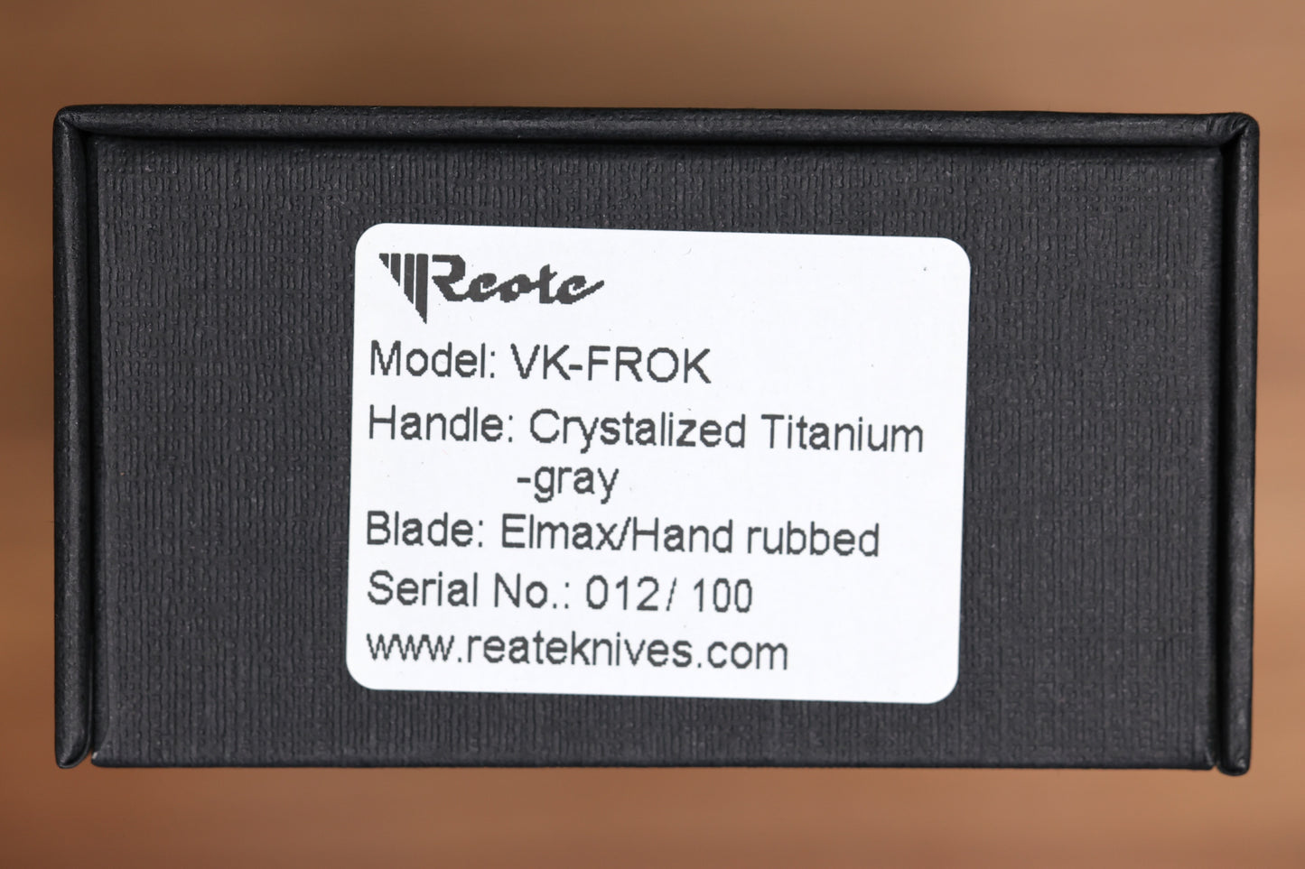 REATE KNIVES VK-FROK CRYSTAL TITANIUM HANDLE W/ HAND RUBBED ELMAX