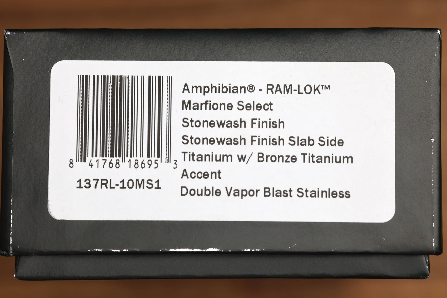 MICROTECH KNIVES "MARFIONE SELECT" AMPHIBIAN - RAM-LOK STONEWASH FINISH SLAB SIDE TITANIUM W/ BRONZE TITANIUM ACCENT 137RL-10MS1