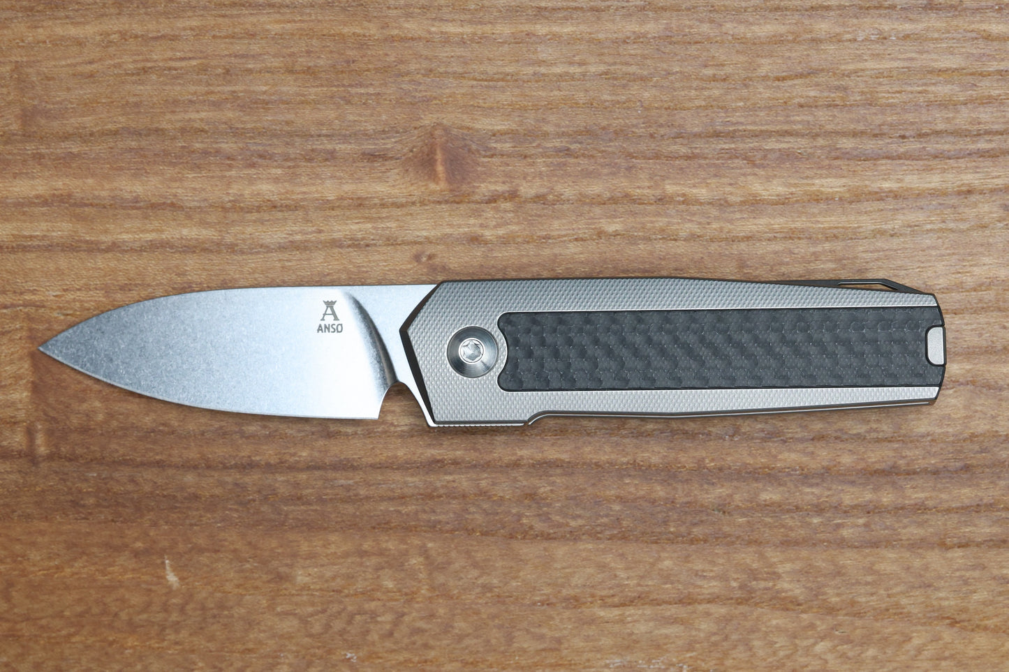 ANSO OF DENMARK ARN - GREY/SATIN - TITANIUM HANDLE - CARBON FIBER INLAYS - RWL34 BLADE - #65