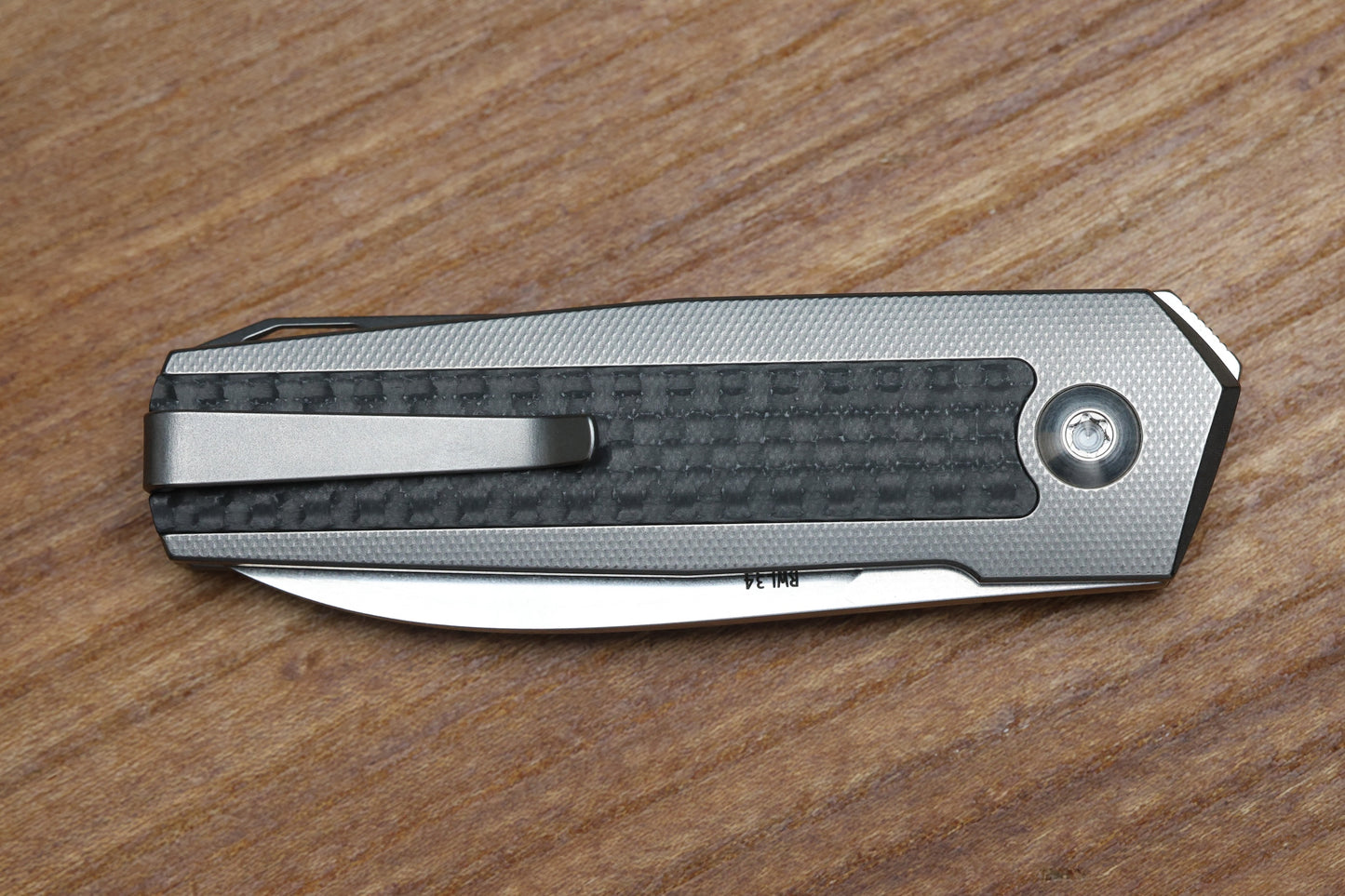 ANSO OF DENMARK ARN - GREY/SATIN - TITANIUM HANDLE - CARBON FIBER INLAYS - RWL34 BLADE - #65