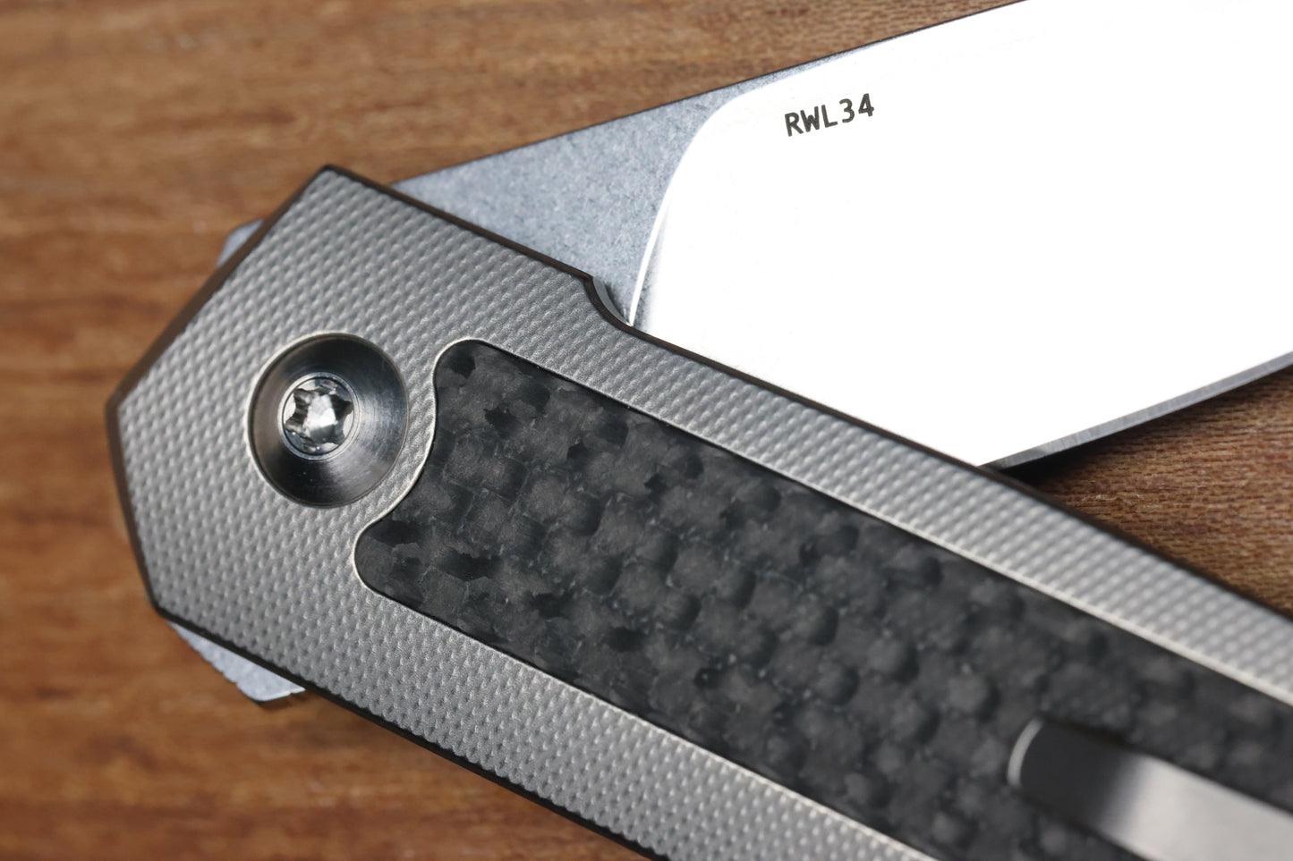 ANSO OF DENMARK ARN - GREY/SATIN - TITANIUM HANDLE - CARBON FIBER INLAYS - RWL34 BLADE - #65