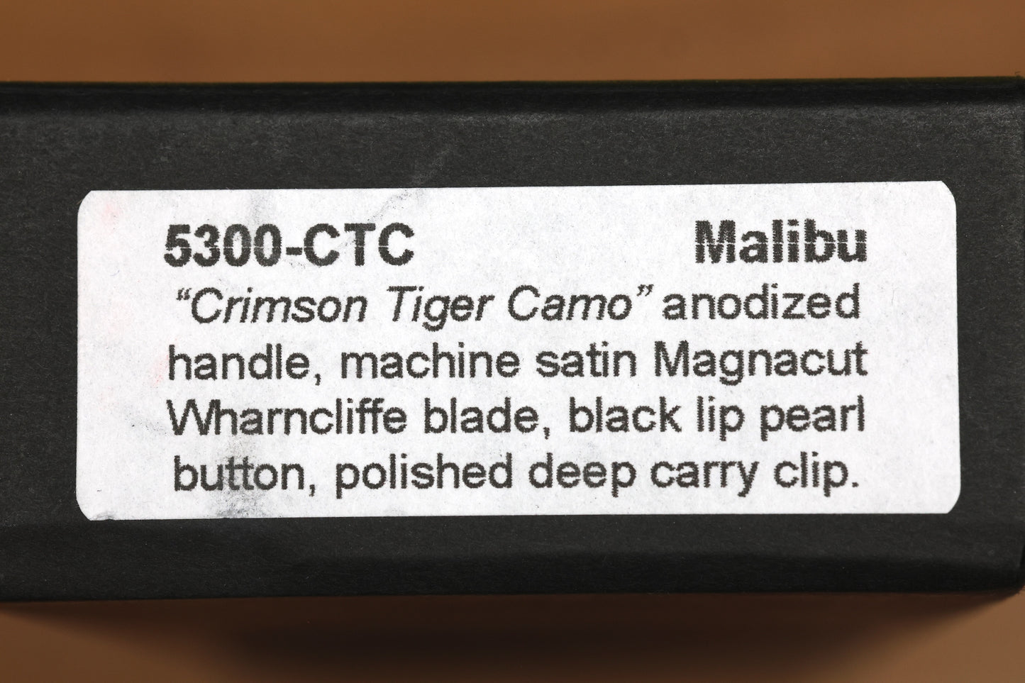 PRO-TECH MALIBU CRIMSON TIGER CAMO HANDLE & SATIN WHARNCLIFFE BLADE 5300-CTC