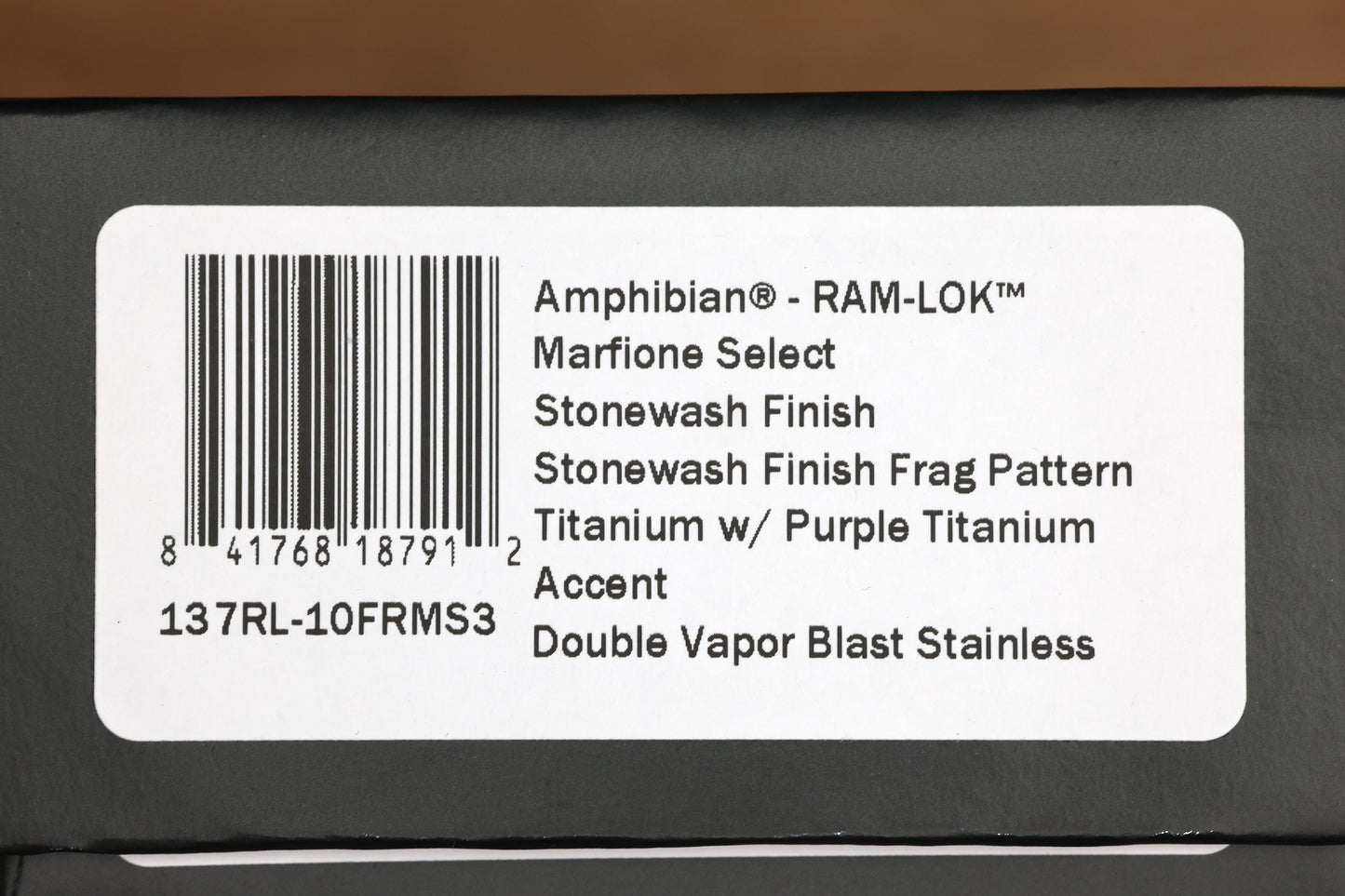 MICROTECH MARFIONE SELECT AMPHIBIAN RAM LOK TITANIUM FRAG HANDLES & STONEWASH M390MK W/ DOUBLE VAPOR BLAST & PURPLE ACCENTS 137RL-10FRMS3
