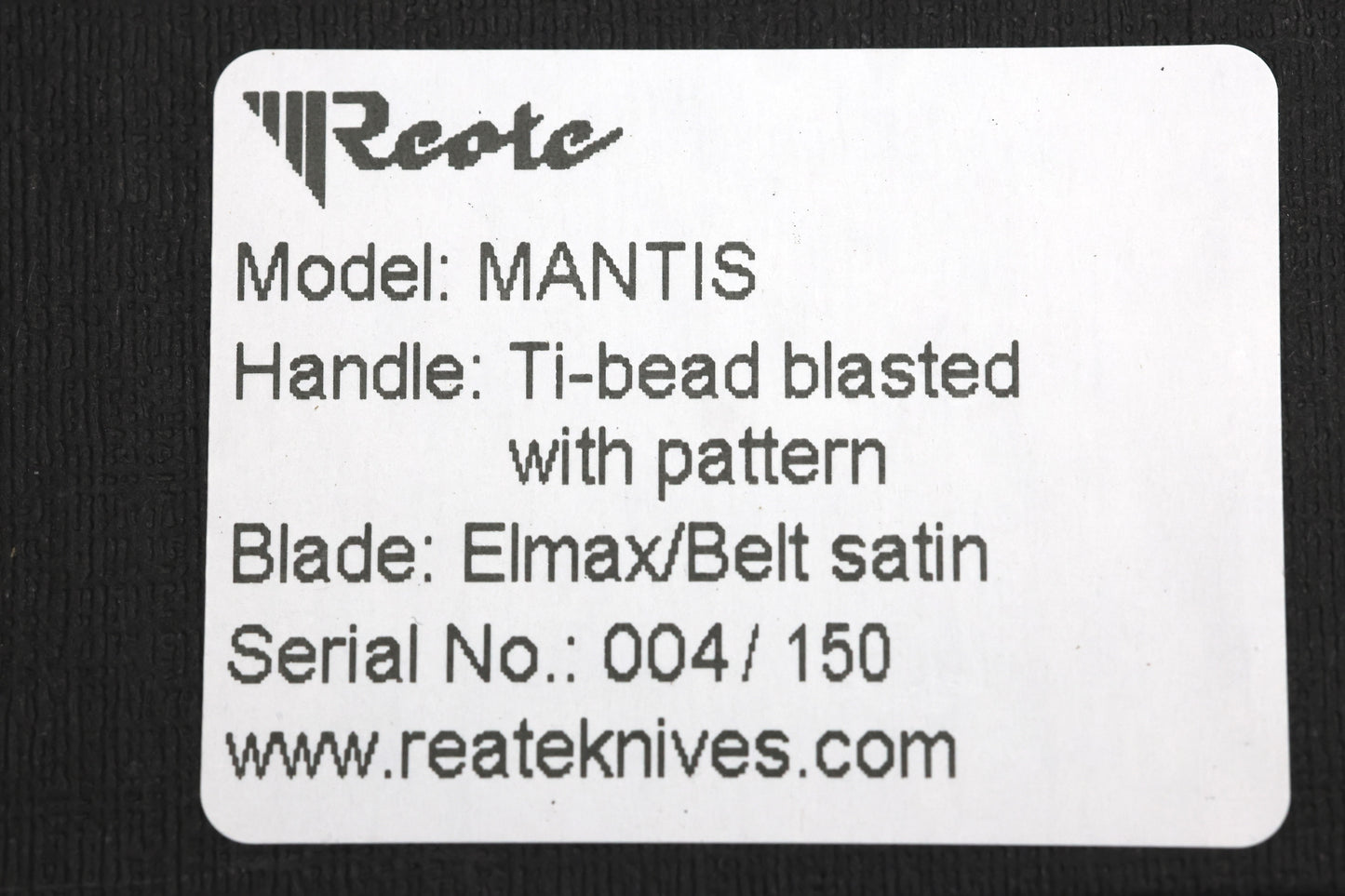 REATE KNIVES MANTIS - MILLED TITANIUM HANDLE - ELMAX SATIN BLADE