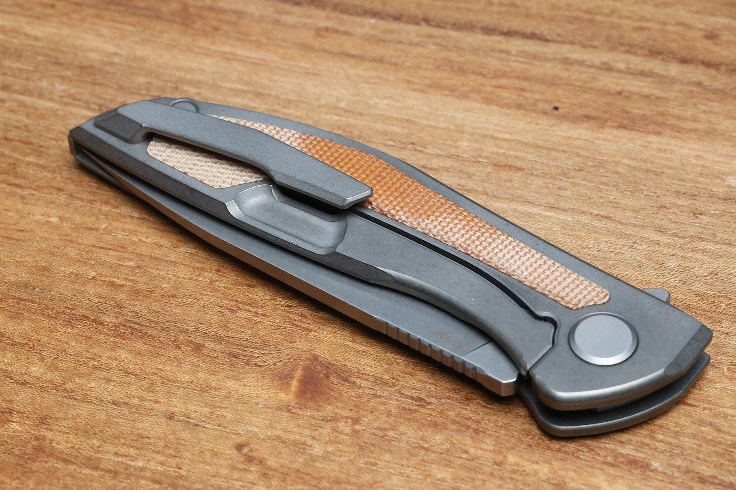 SHIROGOROV NEON NL - ELMAX BLADE - TITANIUM/NATURAL CANVAS MICARTA HANDLE - MRBS