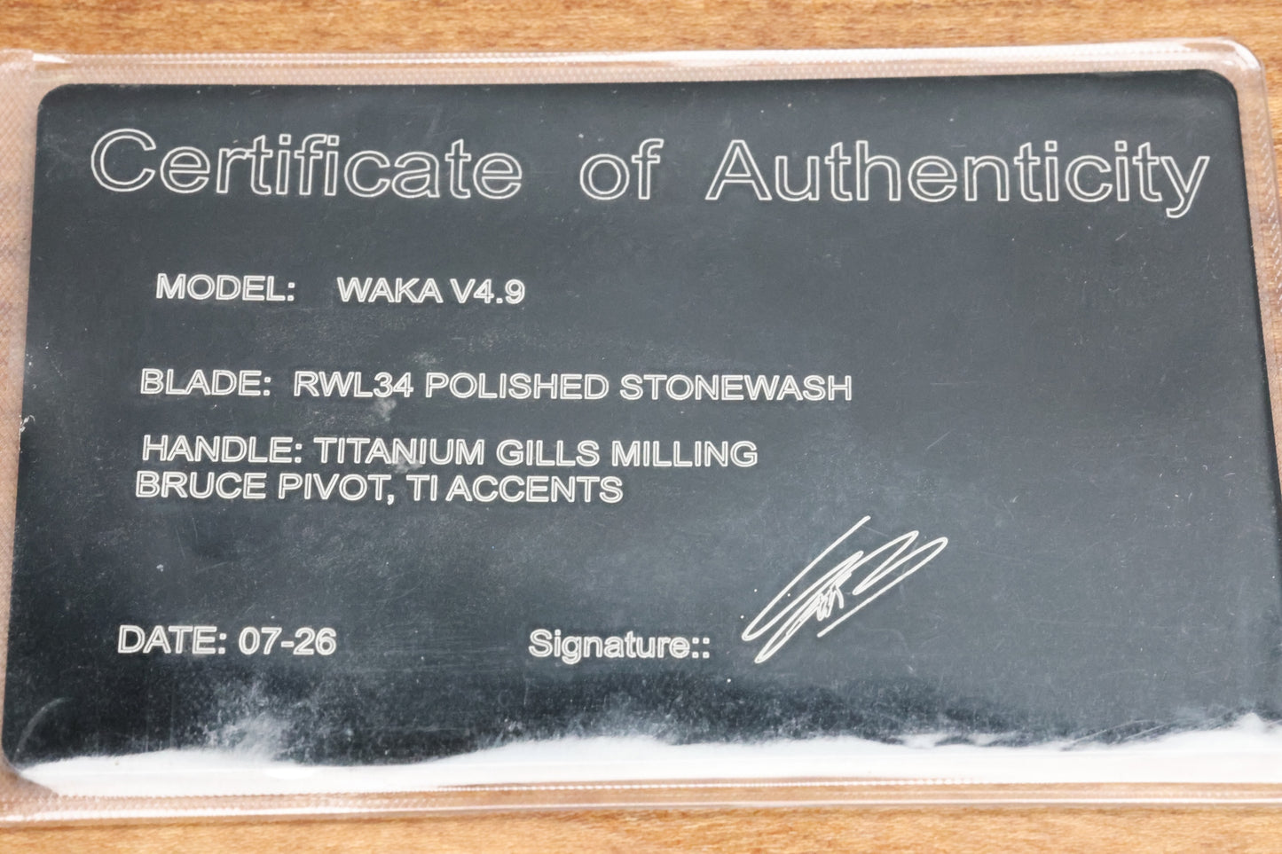 SHARKNIVCO WAKA V4.9 GILLS TITANIUM FRAME LOCK RWL34 POLISHED STONEWASH