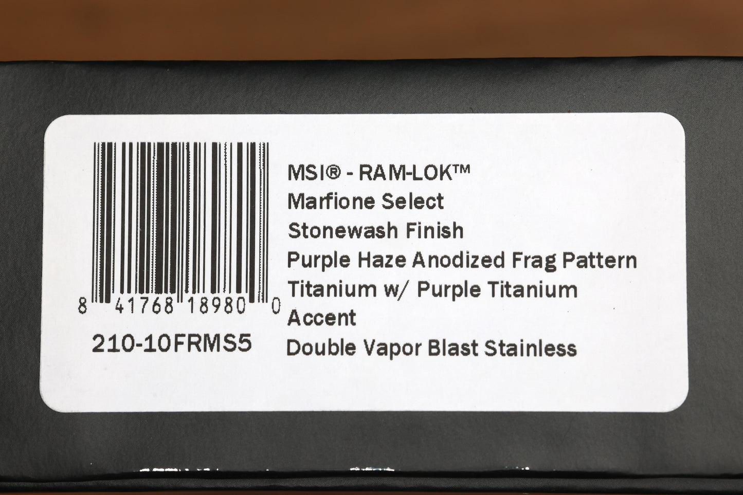 MICROTECH MARFIONE SELECT MSI RAM LOK PURPLE HAZE FRAG TITANIUM HANDLES W/ PURPLE ACCENTS & STONEWASH M390MK 210-10FRMS5