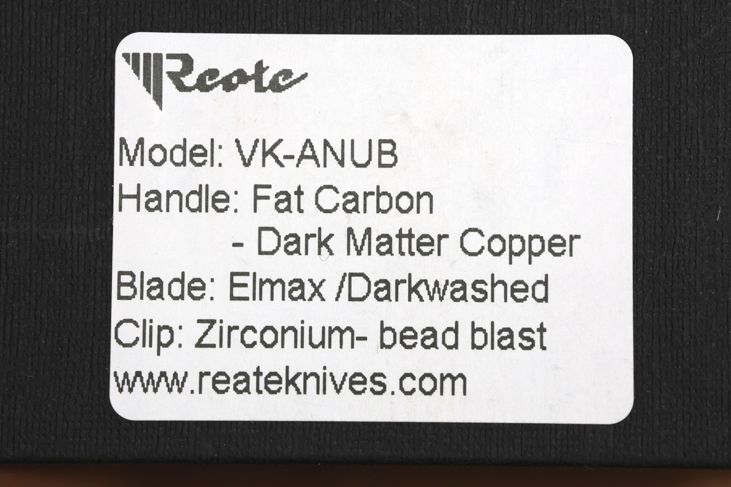 REATE KNIVES VULPEX VK ANUB COPPER FAT CARBON - DARKWASHED ELMAX BLADE
