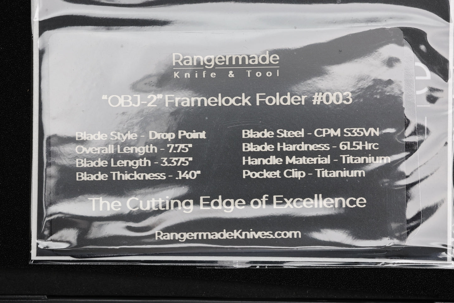 RANGERMADE KNIVES OBJ-2 #003 MILLED TITANIUM HANDLES W/ DROP POINT S35VN