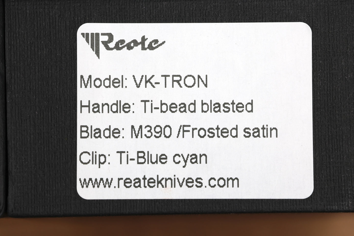 REATE KNIVES VULPEX VK TRON- TITANIUM BEAD BLAST W/CYAN BLUE ACCENTS & M390 BLADE