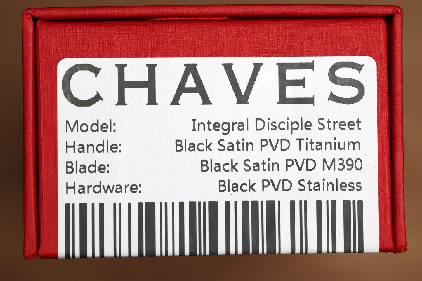 CHAVES JAKE MCCOY INTEGRAL DISCIPLE STREET BLACK SATIN PVD TITANIUM BLACK SATIN PVD M390 BLADE