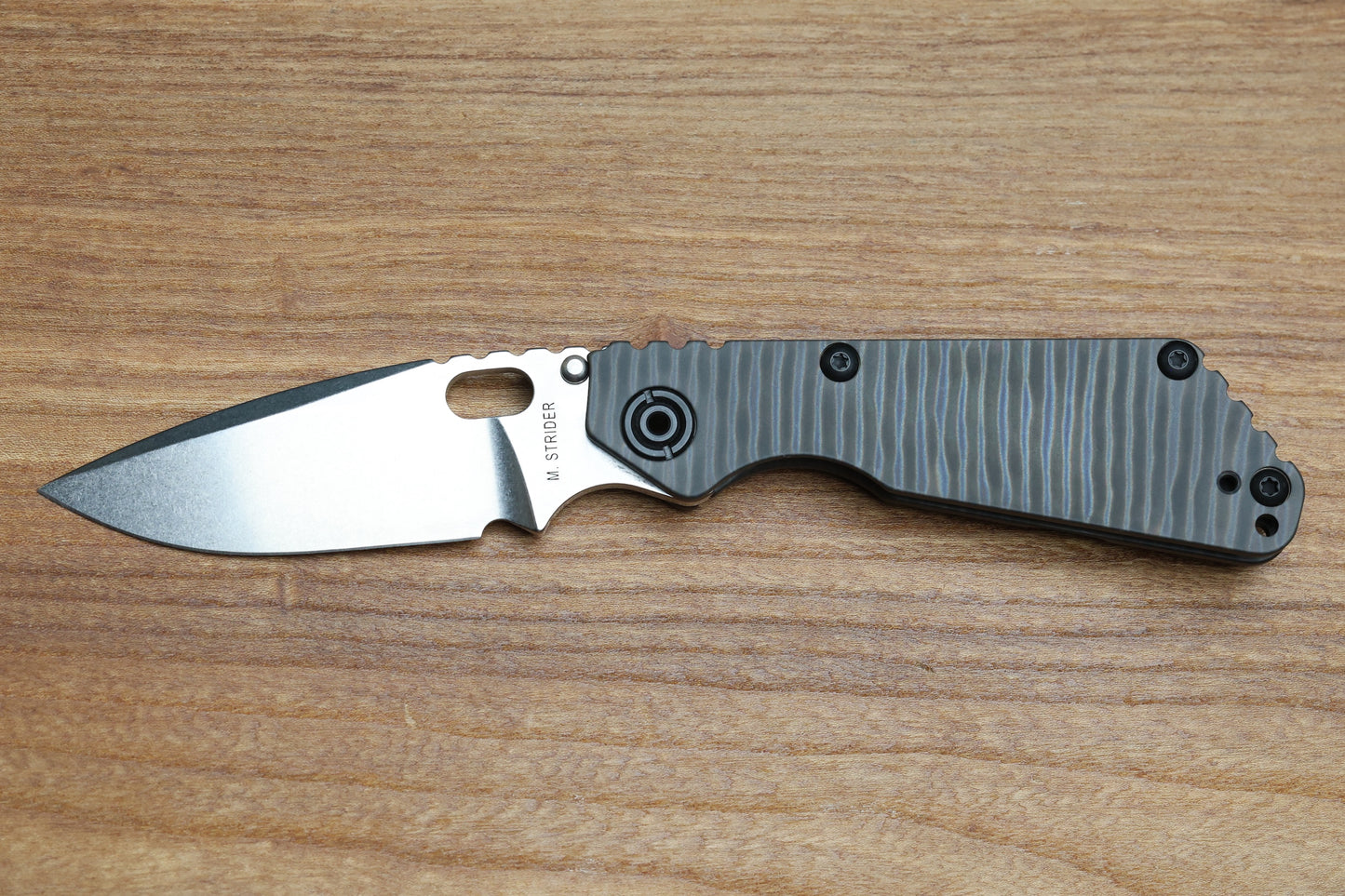 STRIDER KNIVES SNG DSS, STONEWASHED CPM-S30V BLADE, FLAMED TITANIUM TOP SCALE, FLAMED TITANIUM FRAME