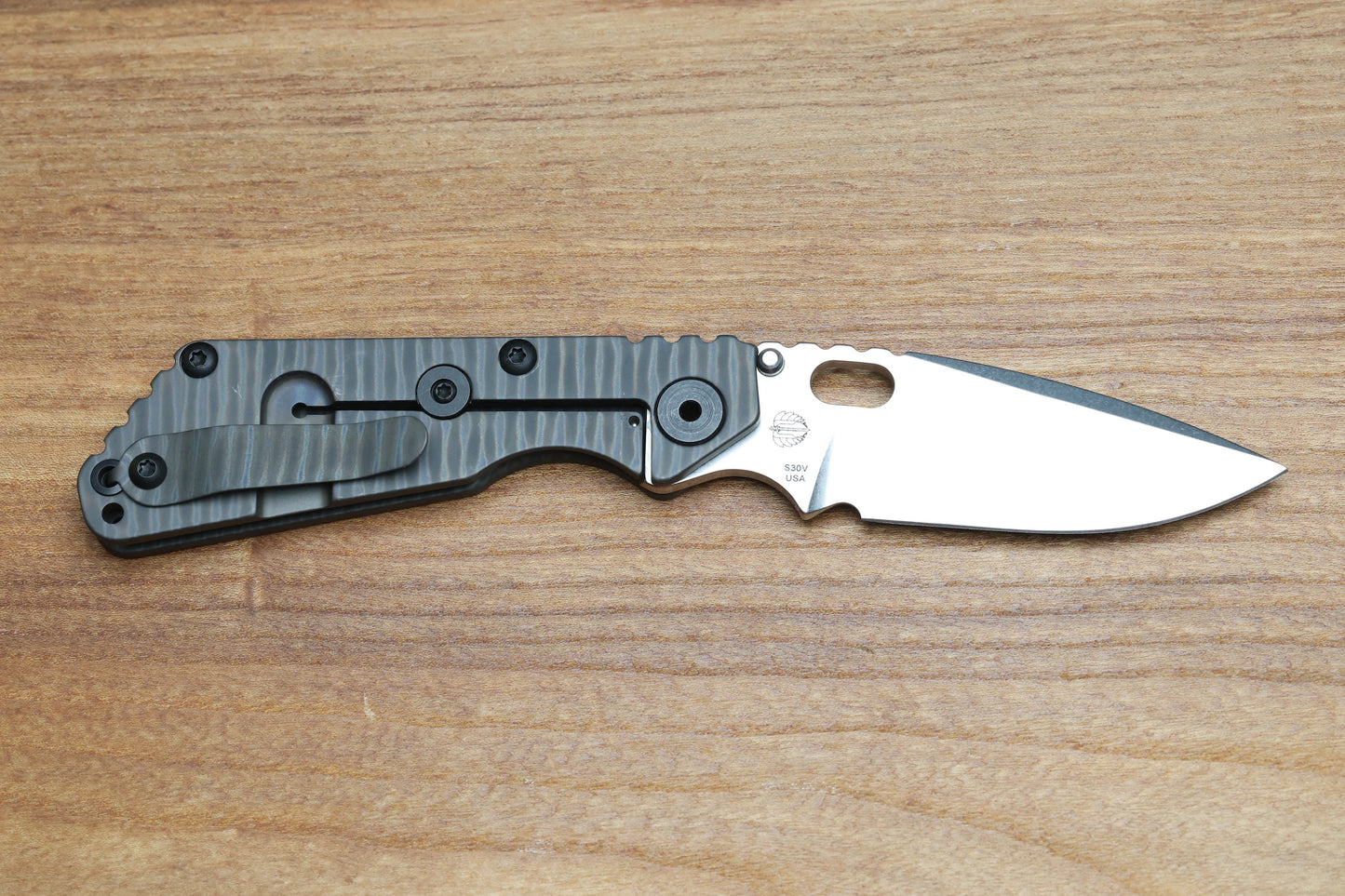 STRIDER KNIVES SNG DSS, STONEWASHED CPM-S30V BLADE, FLAMED TITANIUM TOP SCALE, FLAMED TITANIUM FRAME