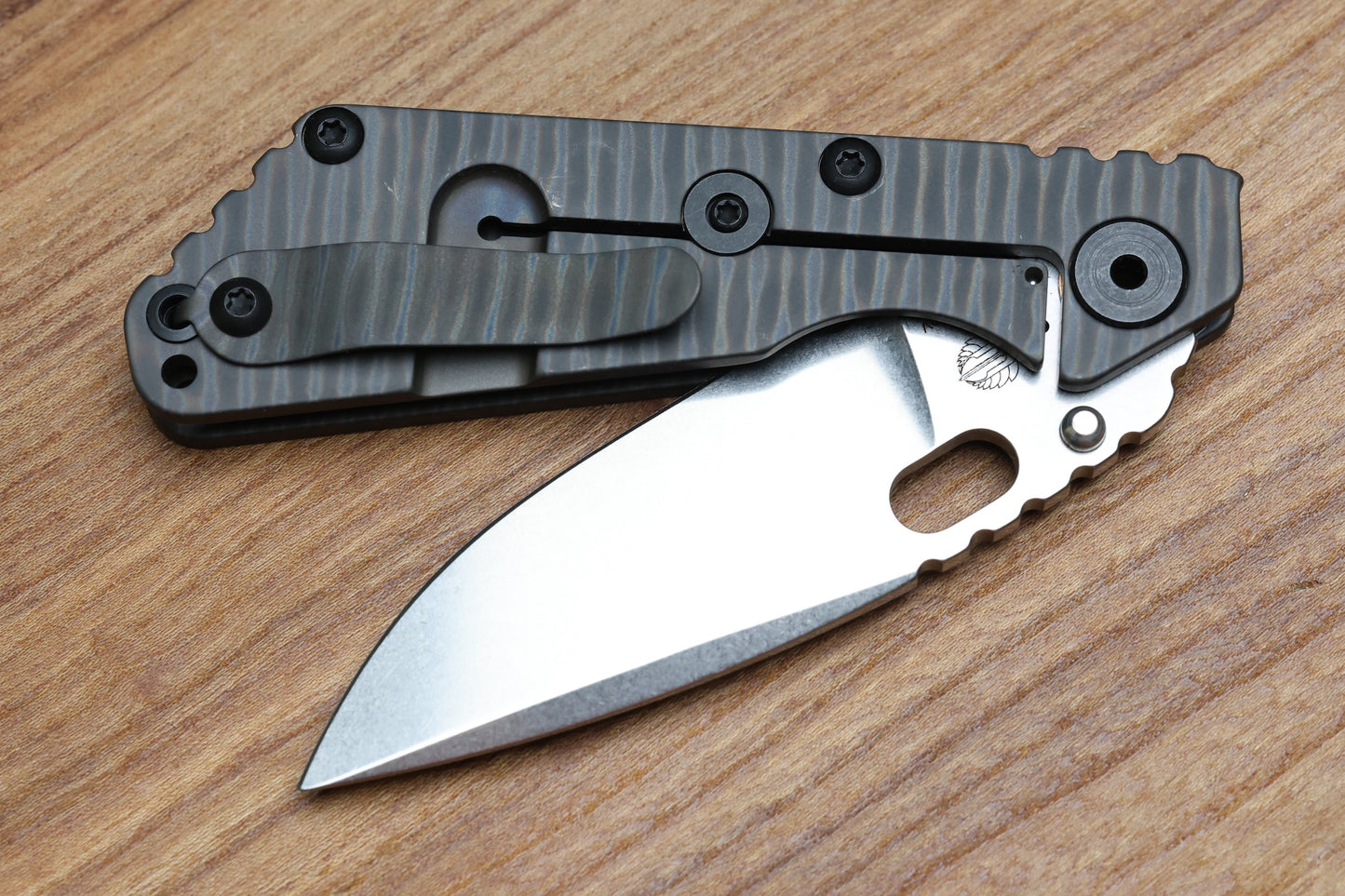 STRIDER KNIVES SNG DSS, STONEWASHED CPM-S30V BLADE, FLAMED TITANIUM TOP SCALE, FLAMED TITANIUM FRAME