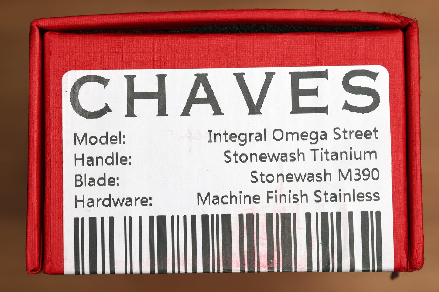 CHAVES KNIVES JAKE MCCOY OMEGA STREET STONEWASH  TITANIUM INTEGRAL HANDLE & MAZCHINE FINISH M390