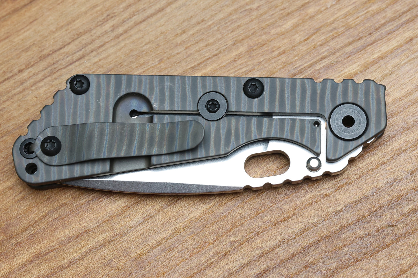 STRIDER KNIVES SNG DSS, STONEWASHED CPM-S30V BLADE, FLAMED TITANIUM TOP SCALE, FLAMED TITANIUM FRAME