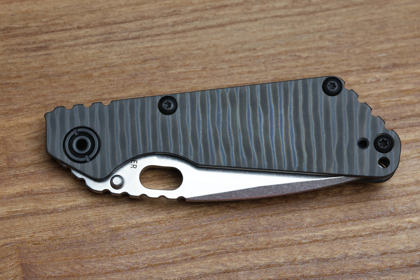 STRIDER KNIVES SNG DSS, STONEWASHED CPM-S30V BLADE, FLAMED TITANIUM TOP SCALE, FLAMED TITANIUM FRAME