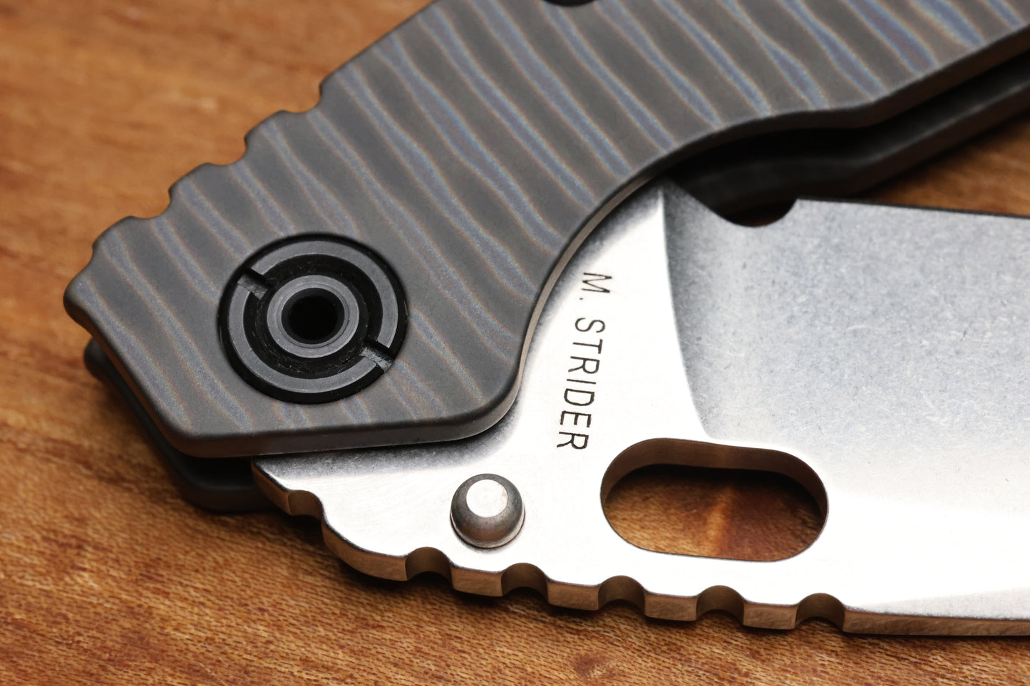 STRIDER KNIVES SNG DSS, STONEWASHED CPM-S30V BLADE, FLAMED TITANIUM TOP SCALE, FLAMED TITANIUM FRAME