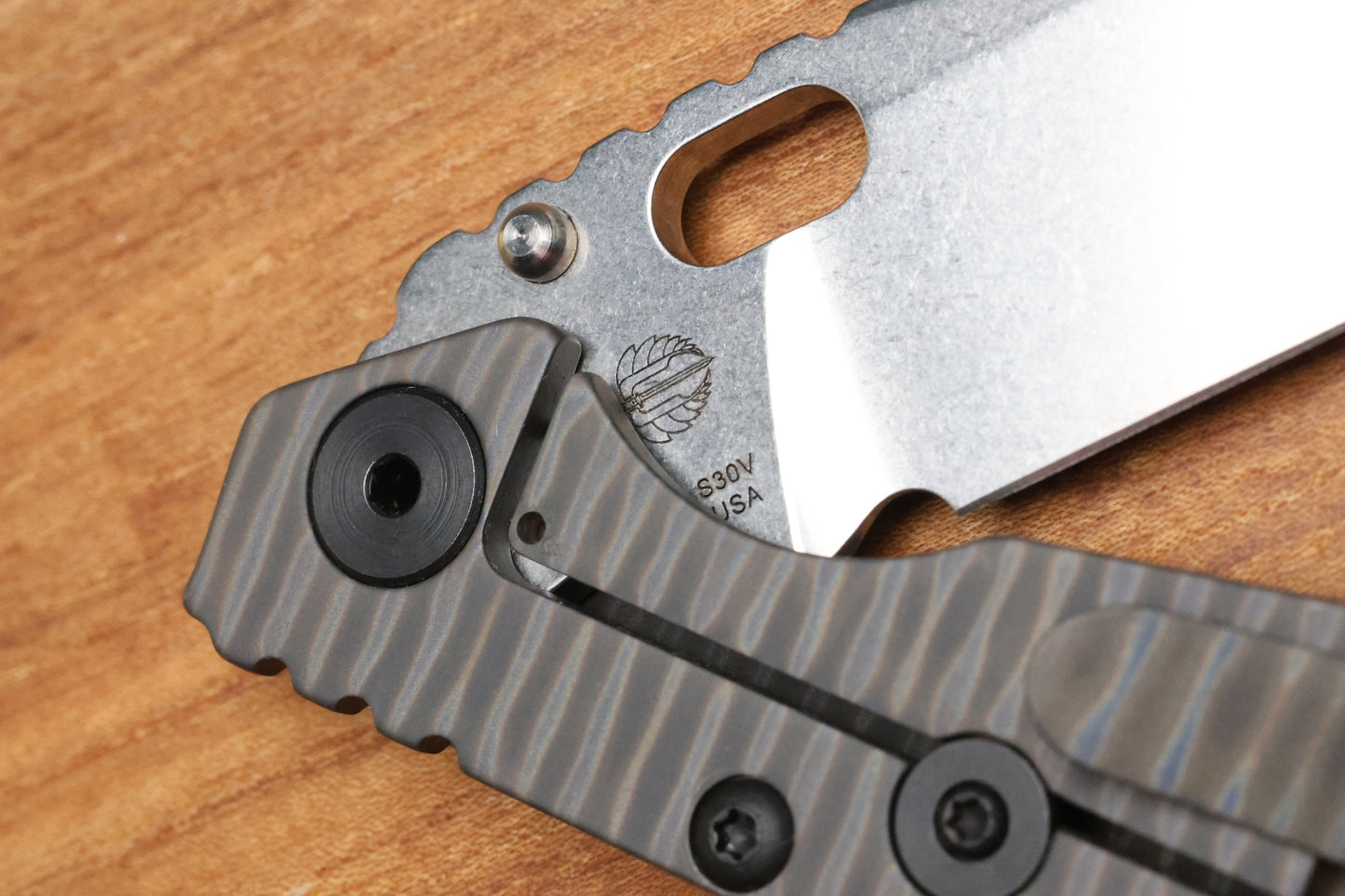 STRIDER KNIVES SNG DSS, STONEWASHED CPM-S30V BLADE, FLAMED TITANIUM TOP SCALE, FLAMED TITANIUM FRAME