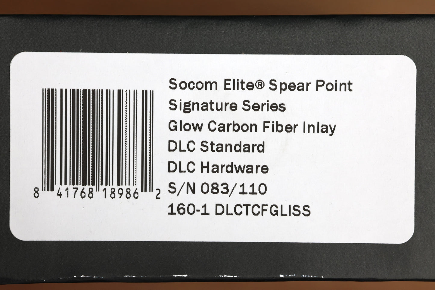 MICROTECH SOCOM ELITE M/A DLC SPIKE GRIND W/ GLOW FAT CARBON INLAYS SIGNATURE SERIES